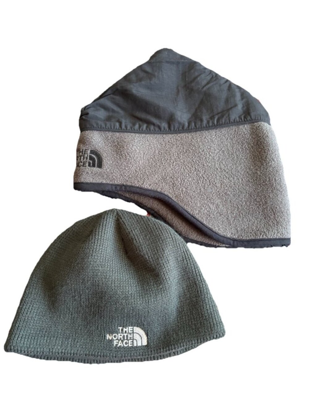 The North Face Fleece Beanie Lot 2 Gray Black Winter Ski OSFA Steep Tech Knit